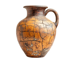 Ancient pottery artifact display museum still life isolated on transparent background