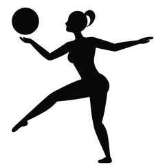 Silhouette of a Woman Playing with a Ball