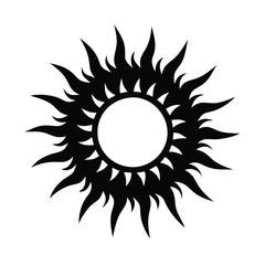Fiery Black Sun Design Graphic Tribal Tattoo Art Image