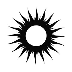 A Black and White Stylized Sun Design Illustration Graphic Image