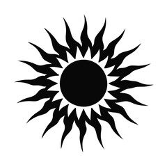 Stylized Black Sun Design Graphic Art Image Illustration Symbol