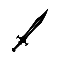 A Black Silhouette of a Fantasy Sword with Intricate Details