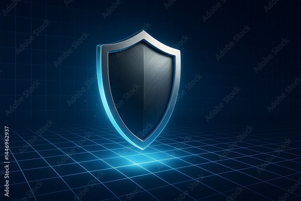 Poster futuristic shield icon representing security and protection concept