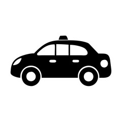 Black Silhouette of a Taxi Cab Icon Simple Design Vehicle Transportation
