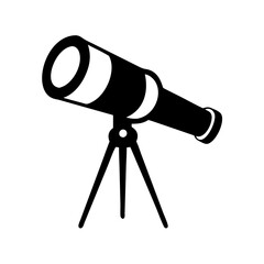 A Black and White Illustration of a Refracting Telescope on a Tripod
