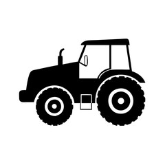 Black and white silhouette of a powerful farm tractor