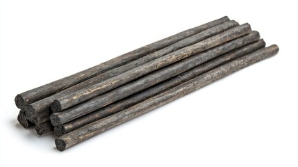 Charcoal sticks isolated on white background
