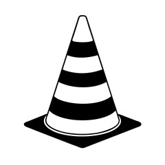 Striped Traffic Cone Safety Warning Sign Icon Illustration Image