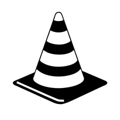 Black and White Traffic Cone Icon Illustration Safety Construction Warning Sign