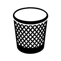 Black and White Illustration of a Wastebasket Trash Can