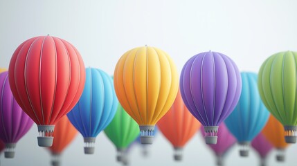 Colorful hot air balloons floating in a serene sky, perfect for adventure and exploration.