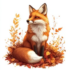 Enchanting Fox Surrounded by Autumn Leaves in Vibrant Colors