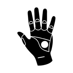 Black Silhouette of a Robotic Hand Showing Five Fingers and Wristband