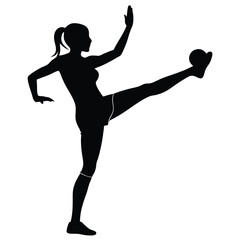 Silhouette of a Woman Kicking a Ball Dynamic Sports Action