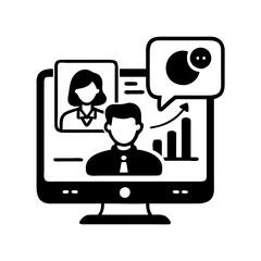 Online Business Meeting Collaboration and Data Analysis on Computer Screen