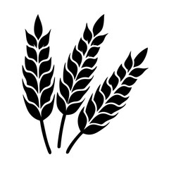 Obraz premium Three Wheat Stalks Black and White Graphic Design Element Illustration