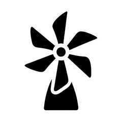 Simple Black Silhouette of a Wind Turbine or Pinwheel Icon Graphic Design
