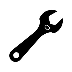 Black Silhouette of an Adjustable Wrench Tool for Mechanics and DIY Projects