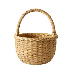 A charming woven basket crafted from natural fibers, perfect for collecting small treasures or decorative displays.