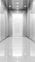 Fototapeta premium Modern corridor reflecting light for a sleek and minimalist interior space.