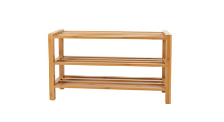Three-Tiered Shoe Rack Crafted from Natural Bamboo on a White Background