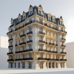 Fototapeta premium A contemporary apartment complex with underground parking.