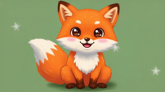 Adorable cartoon fox illustration with simple background