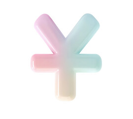 Obraz premium 3D glossy pastel Chinese Yuan currency symbol on transparent background.