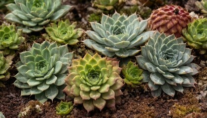 Rectangular arrangement of succulents; cactus succulents in a planter
1
