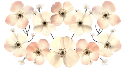 Floral Wreath Illustration with Pastel Flowers on Transparent Background