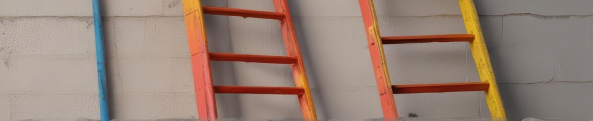Broken ladder leaning against a wall, signifying economic downturn , growth, recessionary, failure