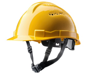Construction safety action site environment hard hat focus isolated on transparent background