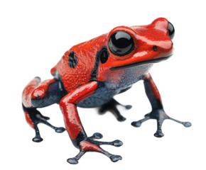 Vibrant red frog jumping natural habitat animal isolated on transparent background