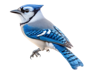 Blue jay bird in action nature scene wildlife isolated on transparent background