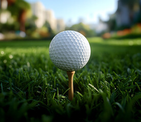 closeup of pristine white golf ball perched3