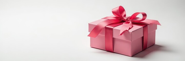 Obraz premium Elegant gift box, tied with ribbon, on white studio background, anniversary, beautiful, decoration