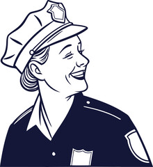 Police Caracter Vector Illustration With Happy Face In White Background
