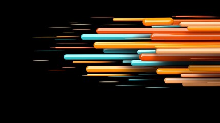 Abstract Motion Dynamic Orange and Teal Cylinders on Dark Background