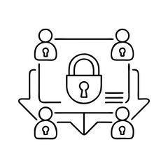 lock secure meeting icon, lock secure meeting line art - simple line art of lock secure meeting, perfect for lock secure meeting logos and icons