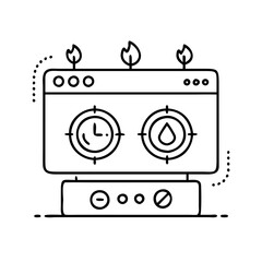 energy efficient cooking stove icon, energy efficient cooking stove line art - simple line art of energy efficient cooking stove, perfect for energy efficient cooking stove logos and icons
