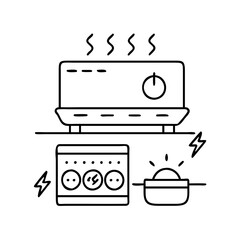 energy efficient cooking stove icon, energy efficient cooking stove line art - simple line art of energy efficient cooking stove, perfect for energy efficient cooking stove logos and icons