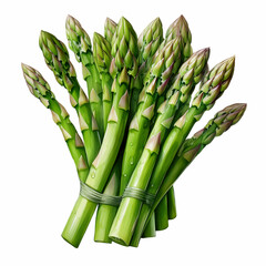 Fototapeta premium Asparagus Bundle: A fresh, vibrant bunch of asparagus spears, tied together, showcases the crisp, healthy essence of nature's bounty.