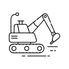 excavator icon, excavator line art - simple line art of excavator, perfect for excavator logos and icons