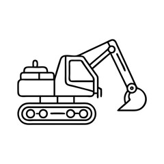 excavator icon, excavator line art - simple line art of excavator, perfect for excavator logos and icons
