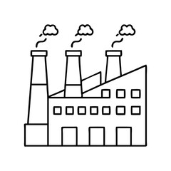 factory with chimneys icon, factory with chimneys line art - simple line art of factory with chimneys, perfect for factory with chimneys logos and icons