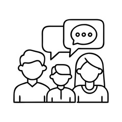 family chat icon, family chat line art - simple line art of family chat, perfect for family chat logos and icons