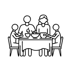 family dinner icon, family dinner line art - simple line art of family dinner, perfect for family dinner logos and icons