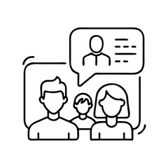 family chat icon, family chat line art - simple line art of family chat, perfect for family chat logos and icons