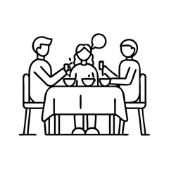 family dinner icon, family dinner line art - simple line art of family dinner, perfect for family dinner logos and icons