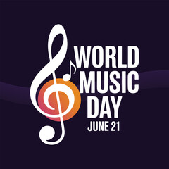 Elegant World Music Day Vector Design with Treble Clef and Note